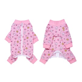 BT Bear Elastic Onesie for Small Dogs, Protect Joints, Anti Hair, Anti Licking, Wound Protection, Puppy Pajamas PJS Dog Suit for Small Medium Dogs (L, Pink Rabbit)