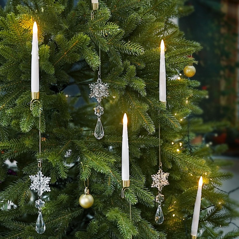 12PCS Christmas LED Taper Candles, Battery Operated Flickering Tree Candle