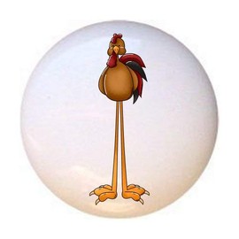 Primitive Rooster Chicken from Birdie Bops II Country Bird Collection - DECORATIVE Glossy CERAMIC Cupboard Cabinet PULLS Dresser Drawer KNOBS