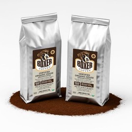 Boxer Coffee Medium Roast Ground Coffee – Certified Organic House Blend, Specialty Grade Single Origin Arabica, Smooth Balanced Flavor – 2 Pack (1 lb Each, Total 2 lbs)