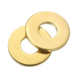 sourcing map M3 Flat Washer, 80 Pcs Brass Ring Flat Washers 8mm OD 0.8mm Thick Metal Sealing Gasket Ring for Screws Bolts Nuts