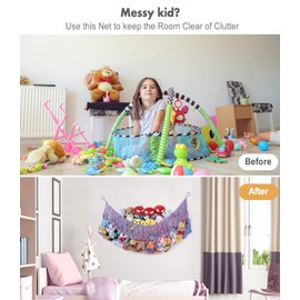 PrimZooty Extra Large Stuffed Animal Net Hammock - [56'' Long/Handwoven Macrame/Lavender] Toy Hammock Storage for Flat Wall, Hardware Included