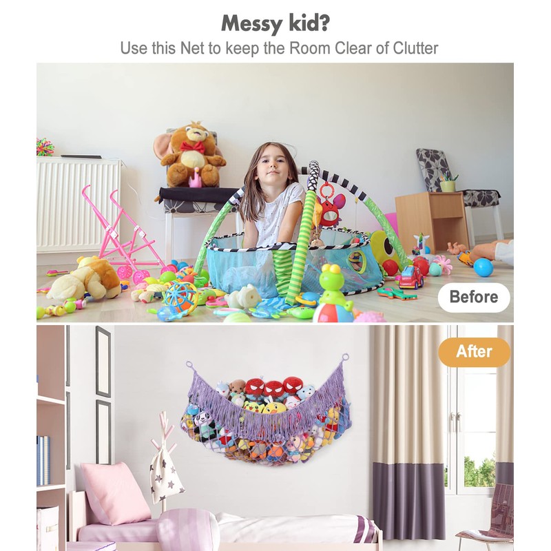 PrimZooty Extra Large Stuffed Animal Net Hammock - [56'' Long/Handwoven