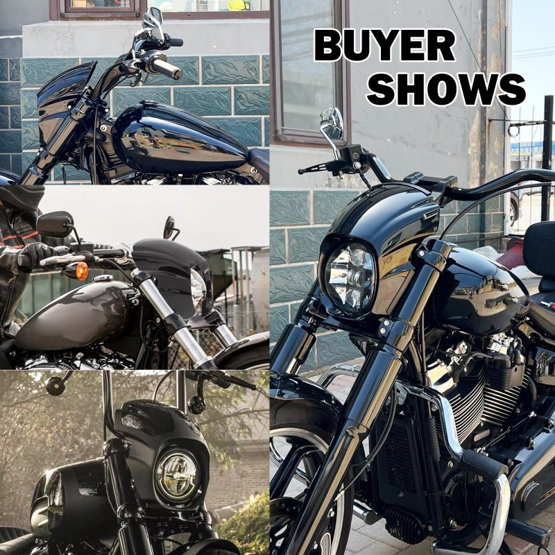 HDBUBALUS Front Headlight Gloss Black Fairing Cowl Cover For Harley