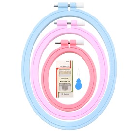 ZOCONE 3 Pcs 3 Size Oval Embroidery Hoops, ABS Plastic Embroidery Hoops Cross Stitch Hoops Embroidery Frames for Sewing, Needlework, Embroidery Projects (Size-7.5", 5.7",3.9")