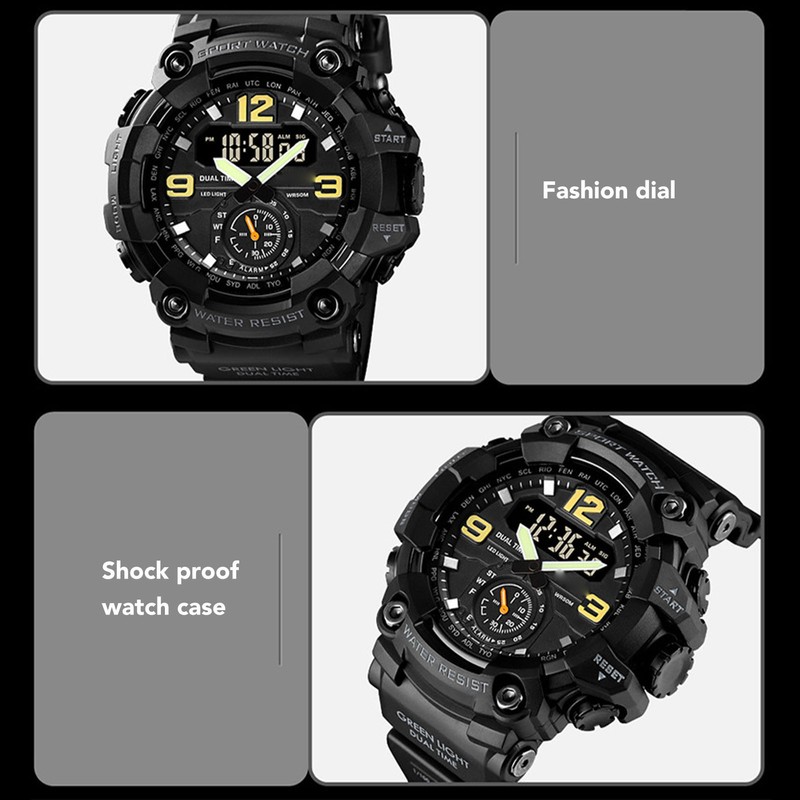 Men Digital Watch Waterproof Stopwatch Timing Date Display Alarm Clock