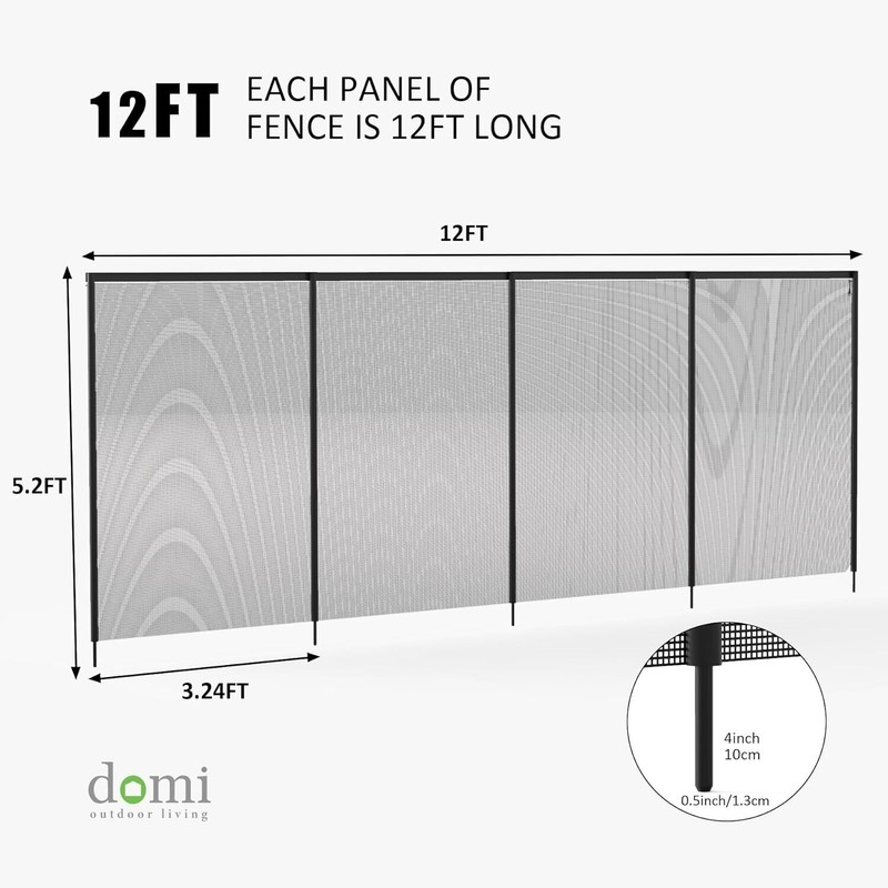Domi 4.5'x12' DIY Pool Fence for Inground Pools,Outdoor Pool,Black Pool