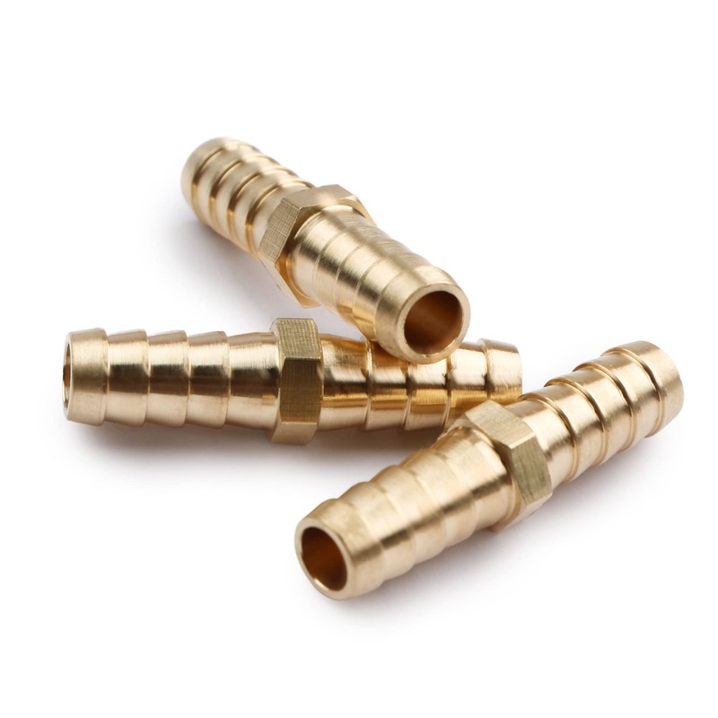 U.S. Solid Brass Hose Barbed Splicer, Round Equal Hose Joint,