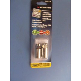 Monster Tool Less RG6 Quad F Connectors.  Package of 2  #140078-00   NEW