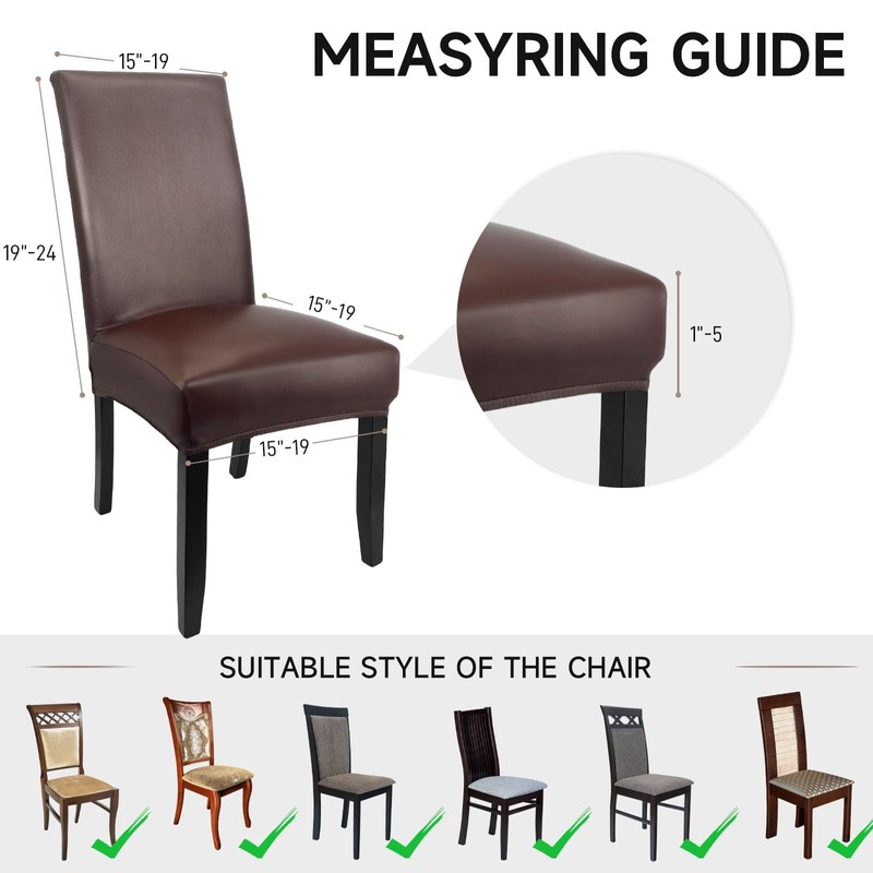 WENZMOC PU Leather Dining Chair Covers Removable 100% Waterproof Chair