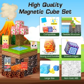 AYIQUTY Magnetic Building Blocks for Kids, 84 PCS Magnetic Cube Set, 23 Elements Tiles Games, Educational Toy Gift for 3 4 5 6 7+ Year Olds Boys Girls
