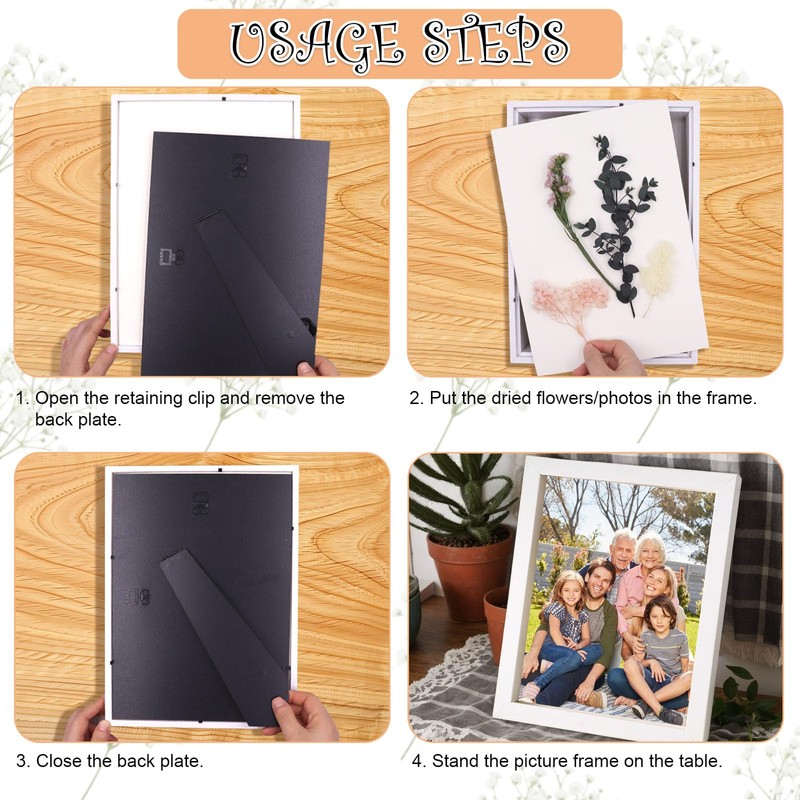 White Wooden 3D Picture Frame, 3D Shadow Box A4, Deep