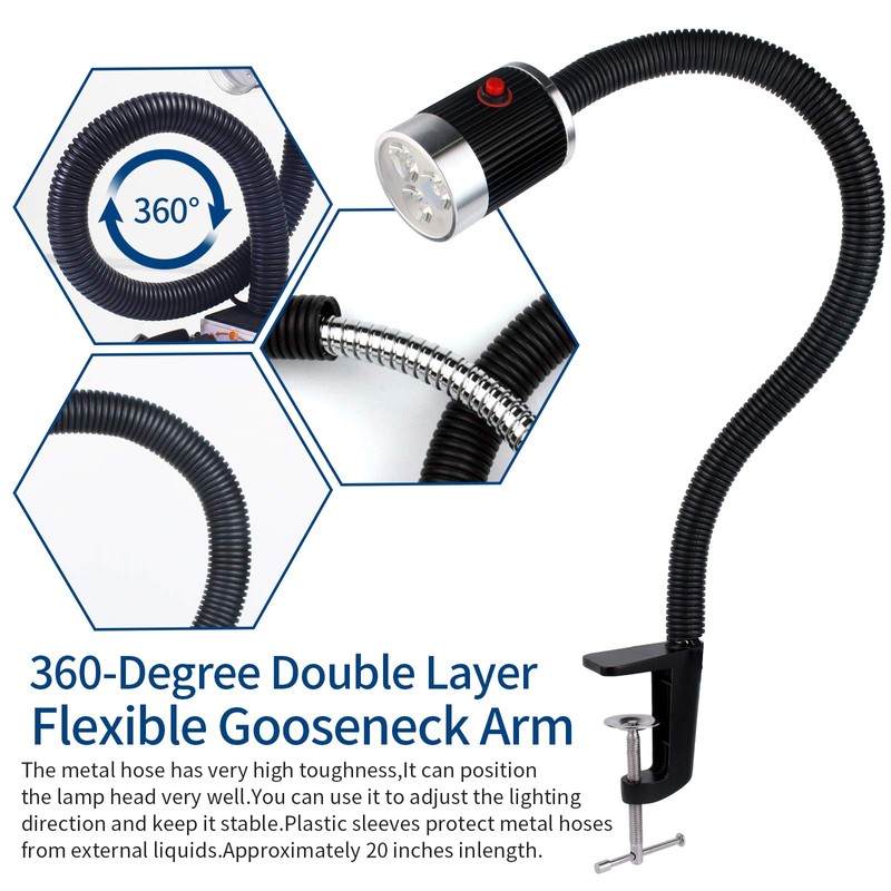 C-Type Clamp Flexible Gooseneck Light 900 Lumen LED Work Light