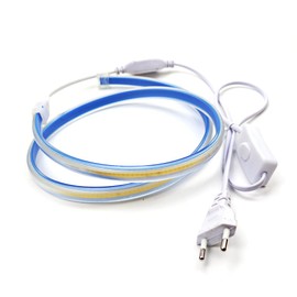 pcning 220 V 230 V COB LED Strip IP67 Waterproof 1 m 6000 K Cool White with Switch for Outdoor Indoor (Cool White, 1)