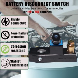 Car Battery Disconnect Isolator Cut Off Switch 12V 24V Universal Battery Terminal Anti-Leakage Switch Power Cutoff Battery Kill Switch for Car Truck RV Boat 300A Copper Terminal (han2501)
