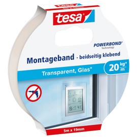 Tesa Mounting Tape for Transparent Surfaces and Glass, white, 77741-00000-00