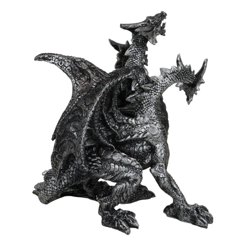 Ebros Ancient Legendary Three Headed Dragon Hydra Roaring Statue 8"