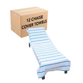 Arkwright Pool Chair Covers (Oversized:30x85 Inch, 12 Pack Bulk Case), Cotton Chaise Lounge Cover with 8 Inch Deep Pocket to Fit Any Beach Chair (Blue)