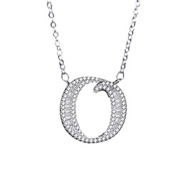 Uloveido Men and Women Good Luck Necklace Pendant with Initial O CZ Crystal Necklace White Gold Plated for Ladies NL025