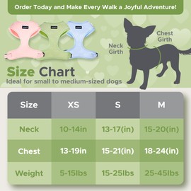 No Pull Puppy Harness and Leash Set – No Choke Neoprene Dog Harness for Medium Dogs (25–40lbs) – Green(M), Lightweight Breathable Mesh with Unique Heart Pattern, Adjustable Fit