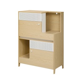 Furniture Style Multi-use Natural Cat Litter Box House With 2 Flip-down DoorColor: Yellow