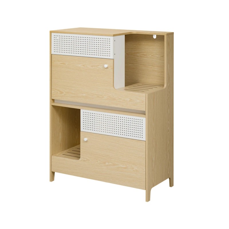Furniture Style Multi-use Natural Cat Litter Box House With 2