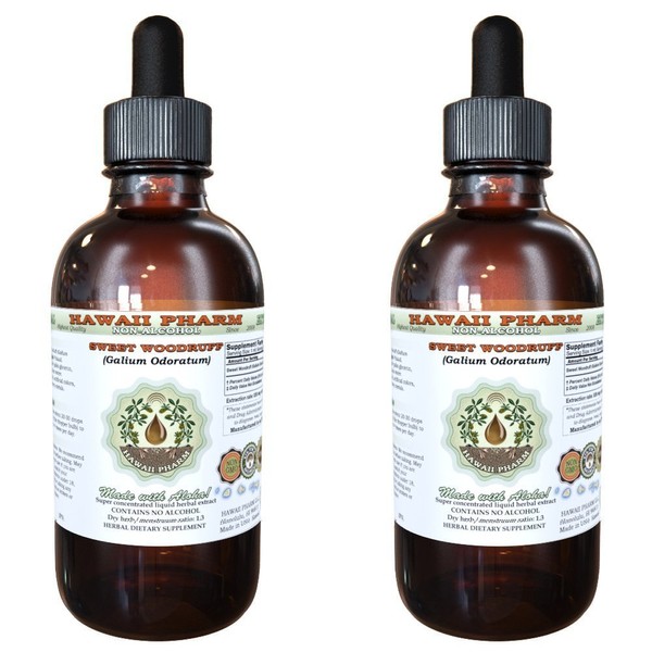 HawaiiPharm Sweet Woodruff Alcohol-Free Liquid Extract, Sweet Woodruff (Galium Odoratum) Dried Herb Glycerite Natural Herbal Supplement, USA 2x4 fl.oz