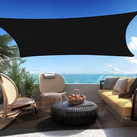 SHADESPEARE Custom Size 14' x 22' Black Rectangle Sun Shade Sail SSP1620 Canopy Durable Fabric UV Block Awning, We Make Custom Sizes