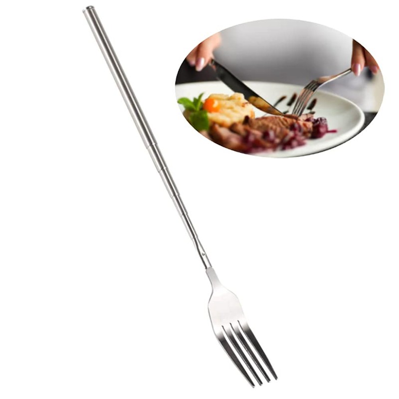 Extendable Fork, Telescoping Marshmallow Roasting Fork Stainless Steel Long Handle
