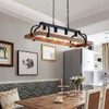 WUZUPS 4-Light Metal Pot Hanging Rack Chandelier Imitation Wood Grain