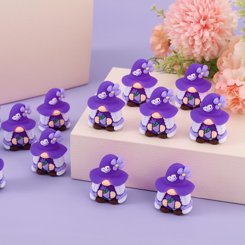 Tinoaly 25pcs Lavender Mini Gnomes, Lavender Gnomes Decor Purple Dwarf
