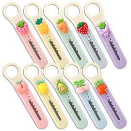 10 Pack Utility Knife Box Cutters, T TOVIA Cute Letter Opener, Mini Box Cutter, Compact Cardboard Cutter Razor Knife, Cute Retractable Box Cutters for Office and Home Use