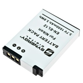 Synergy Digital Digital Camera Batteries, Compatible with Nikon EN-EL12, ENEL12, 25780 Digital Camera Batteries (Li-Ion, 3.7V, 1050 mAh), Set of 2