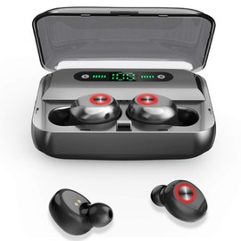 DLW True Wireless Earbuds T10 Bluetooth 5.0 Headphones, Sports in-Ear TWS Stereo Mini Headset w/Mic Extra Bass IPX7 Waterproof, Instant Pairing with Charging Case Noise Cancelling Earbuds Earphones