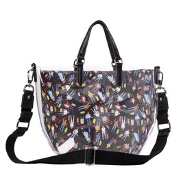 Sydney Love New Traveler Clear PVC Stadium Jelly Tote & Zip Pouch, Black