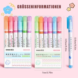 Curve Highlighter, Tip Pens with Various Shapes, Fine Tips, 12 Colours, Highlighter for Scrapbook, Journaling, Notes, Planner, Calendar, Office
