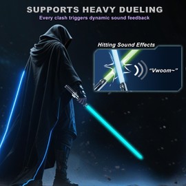 XUZ Light Sabers for Adults Kids, Metal Handle, Heavy Dueling, FX Sound Fonts, 16 RGB Colors, Rechargeable Light Up Sword, Cosplay Costume Party Birthday Gift Toys for Men Boys