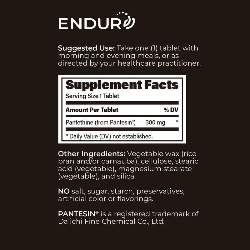 Endur Pantethine from Pantesin, Liver Function & Healthy Cholesterol Balance