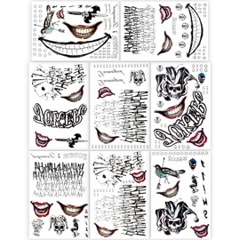 DEXUHE 8 Sheets Joker Temporary Tattoos