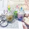 Pink Keychain Milk Tea Cup Key Ring,Cartoon Cat Car Keychain