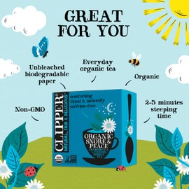 Clipper Tea Snore and Peace Chamomile & Lavender Herbal Tea – Caffeine Free, USDA Organic, Great Hot or Iced – Comfortingly Floral, Natural, Fair & Delicious – 50 Tea Bags