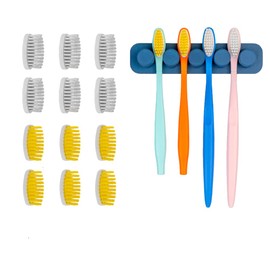 Set – Zahnbürste mit wiederaufladbarem Kopf, hergestellt in Frankreich (gemischte Farben, 2 Erwachsene und 2 Kinder)