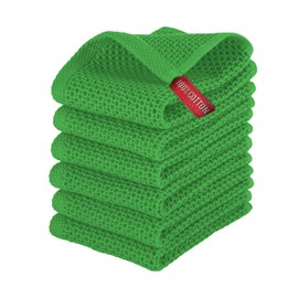 Elegant Comfort 100% Turkish Cotton 6-Pack Waffle Premium Kitchen Towels - Quick Drying and Super Absorbent Kitchen Dishcloth Towels, Ultra Soft Multi-Purpose Cleaning Towels, 13 x 13, Emerald Green