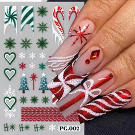 Christmas Nail Art Stickers, 5D Holographic Embossed Snowflake Nail Art Stickers Snowflake Pink Snowmen Xmas Tree Winter Nail Design Holiday Nail Decals for Women Girls(4Sheets)
