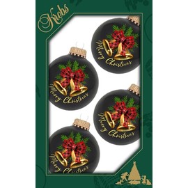 Christmas by Krebs Ebony Shine 2 5/8"" Ball with Plaid Bow and Gold