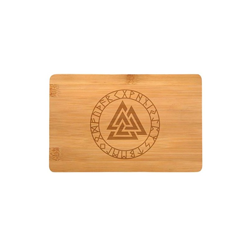 Samunshi® Wooden Board with Engraving Valknut Runes Bamboo Board Chopping