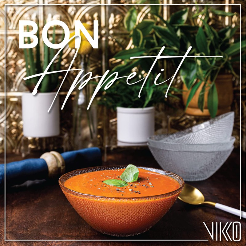 Vikko Elegant Textured Glass Salad Bowls - Set of 6,