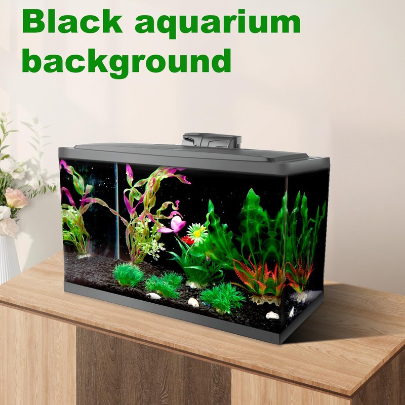 COCODE Black Aquarium Background Static Cling, 78.7"x15.7" Self Adhensive Fish
