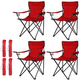 Damei century Portable Camping Chairs Enjoy The Outdoors with a Versatile Folding Chair, Sports Chair, Outdoor Chair & Lawn Chair, Red 4-Pack