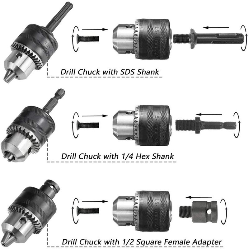 Mesee 1.5-13mm Capacity Quick Change Drill Chuck Adapter Converter 1/2-20UNF